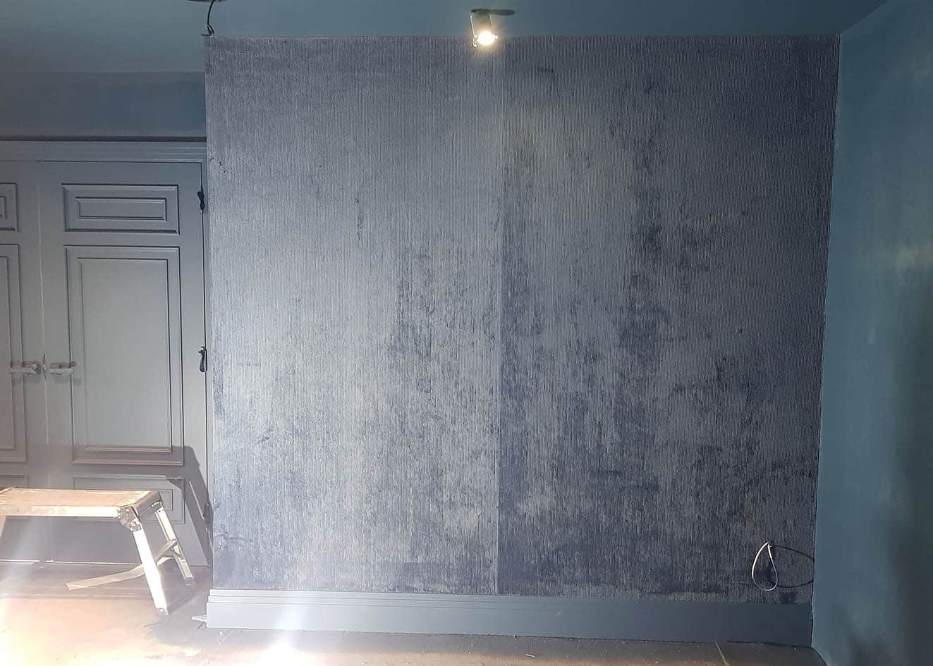 Arte Lush Corduroy wallpaper installed in a home cinema room by Bluespec wallpaper hangers.