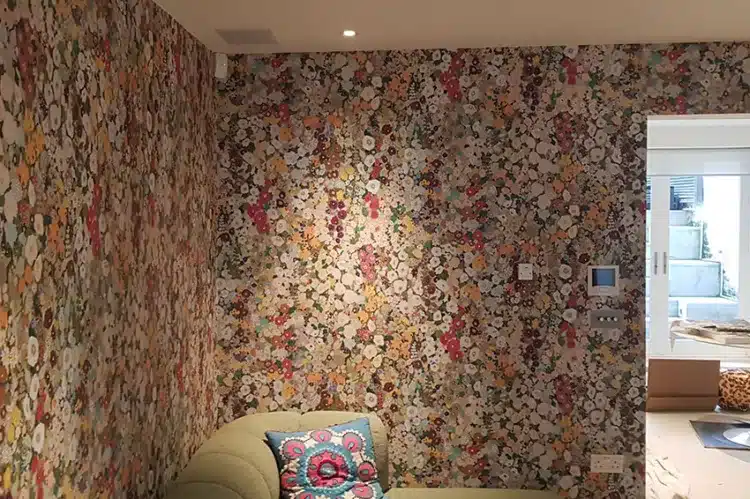 House of Hackney wallpaper flower patterned installed by Bluespec Decorating wallpaper hangers.