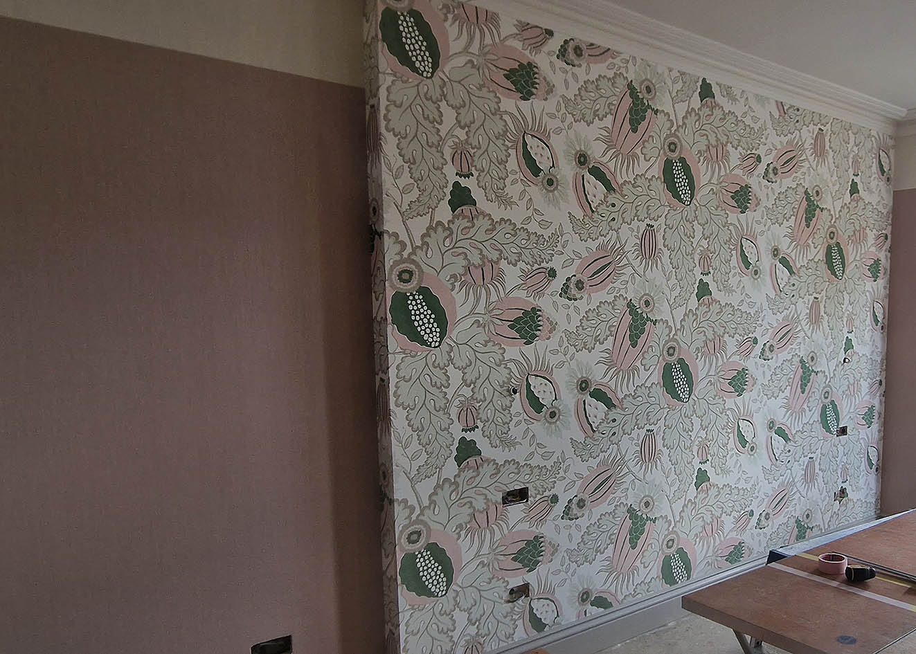 3 linen wallpapers installed by Bluespec decorating Limited wallpaper installers.