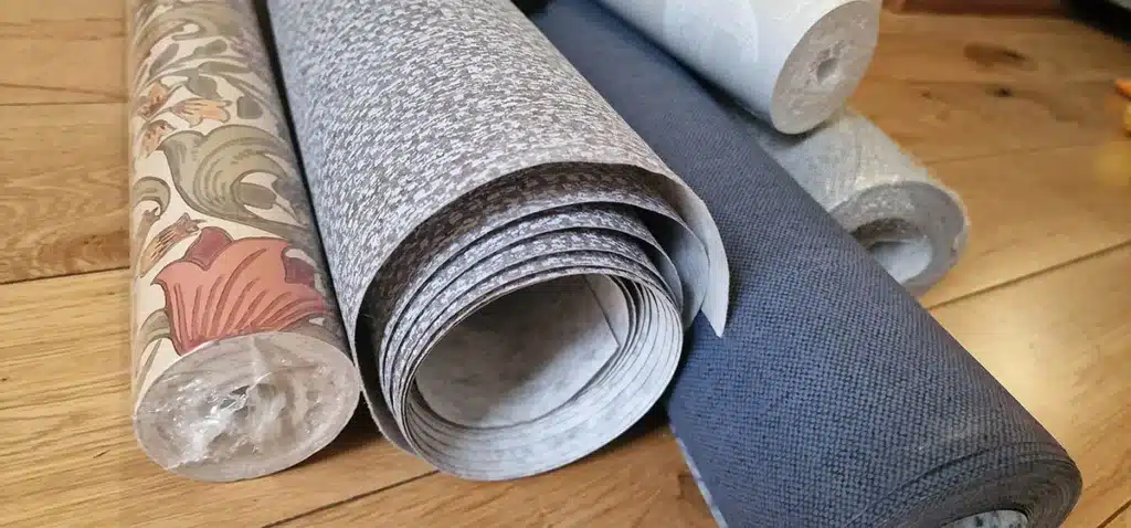 Wallpaper rolls.