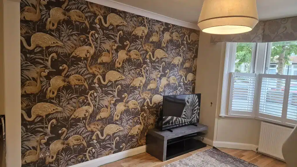 Transform your home with a feature wall with flamingos design. 