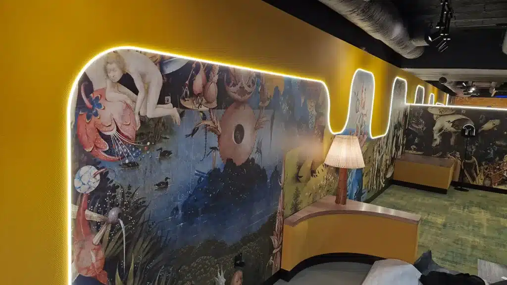 Bespoke wallpaper mural installed by professional wallpaper hangers.  