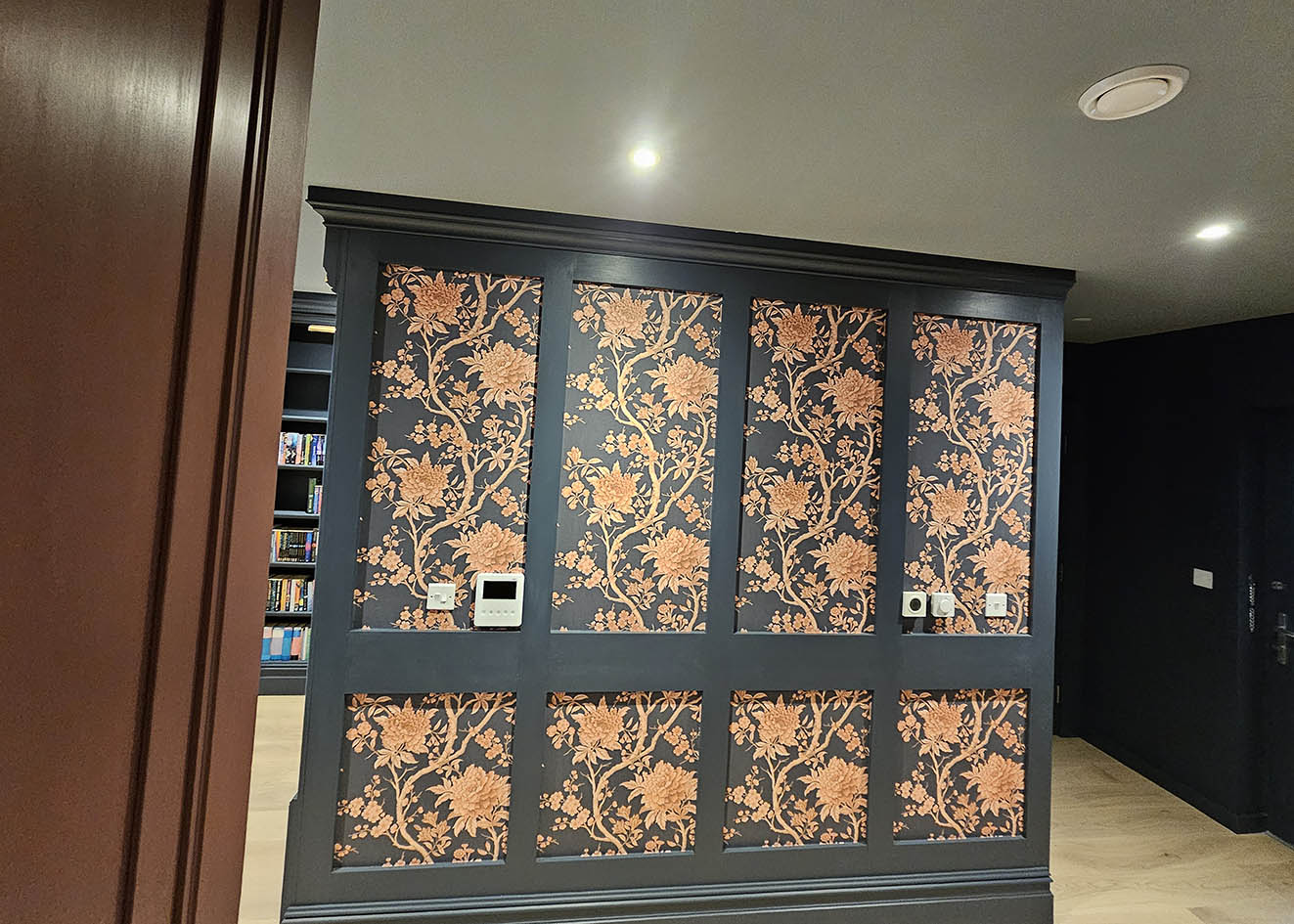 wallpaper-installer-hanger-camden-town-london-bluespec Wallpaper installed on a feature wall in Camden Town, London by bluespec Decorating Limited.