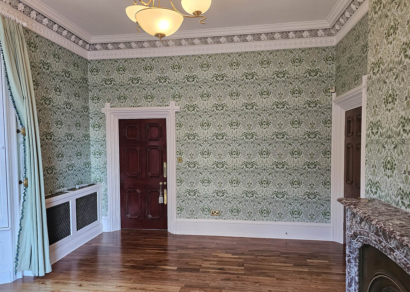 william-morris-wallpaper-installation-London Professionally installed William Morris wallpaper by Bluespec Decorating Limited, London.